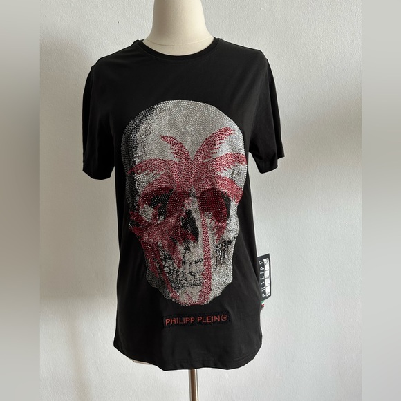 PHILIPP PLEIN T-Shirt MTK3070 mit Strasssteinen-Aufdruck